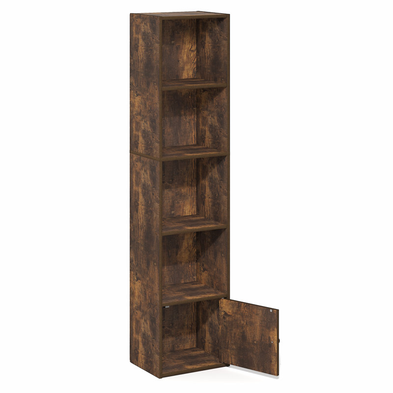 Bibliothèque standard Aagam, (5 tablettes) H 52 po x l 12 po x P 10 po, Bois de pin ambré