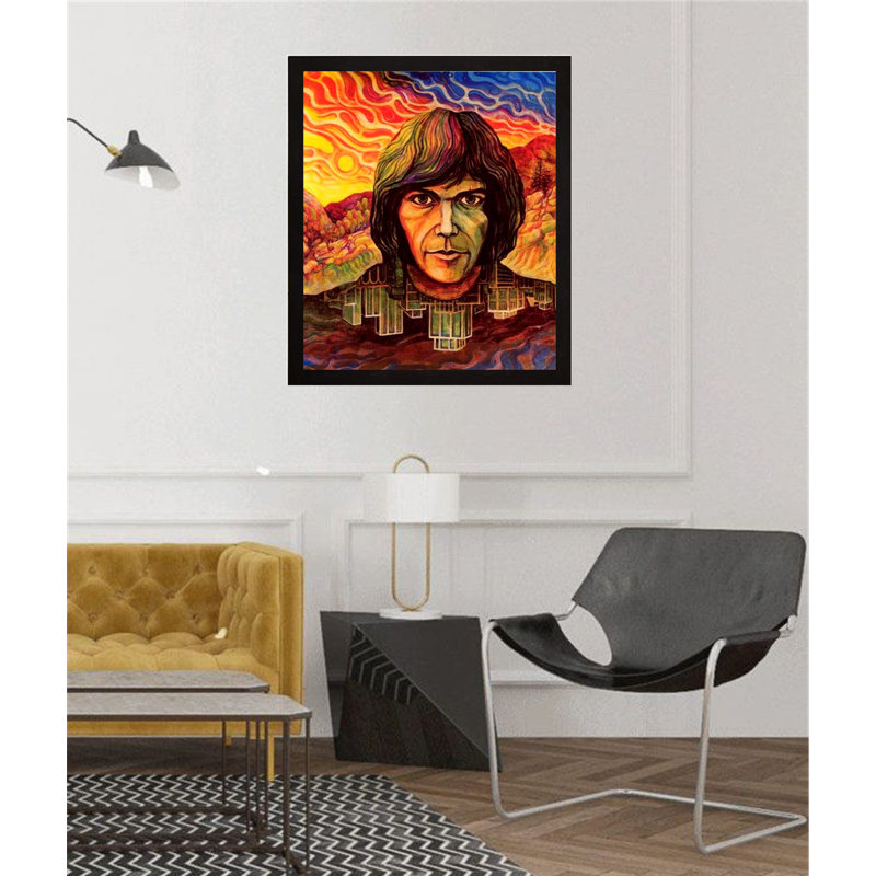 «Neil Young First Album 1960 Music Wide Frame», reproduction d'impression sur papier, H 38,5 po x l 26,5 po x P 1 po