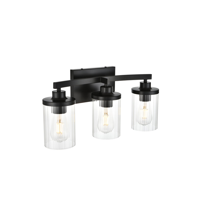 Éclairage pour meuble-lavabo à intensité variable Dariela, Noir, H 10 po x l 18 po x P 18 po, 3 lumières