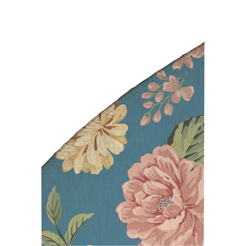 Tapis extérieur Catherine, Bleu, Rond 5 pi