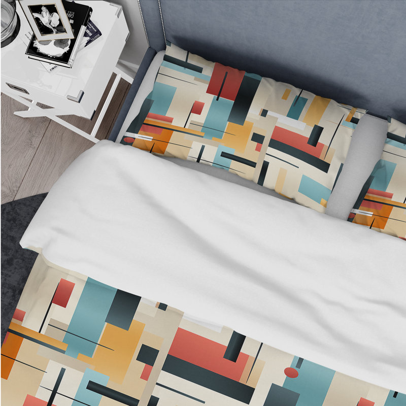 Ensemble de housse de couette géométrique Urban Simplicity II - microfibre de polyester
