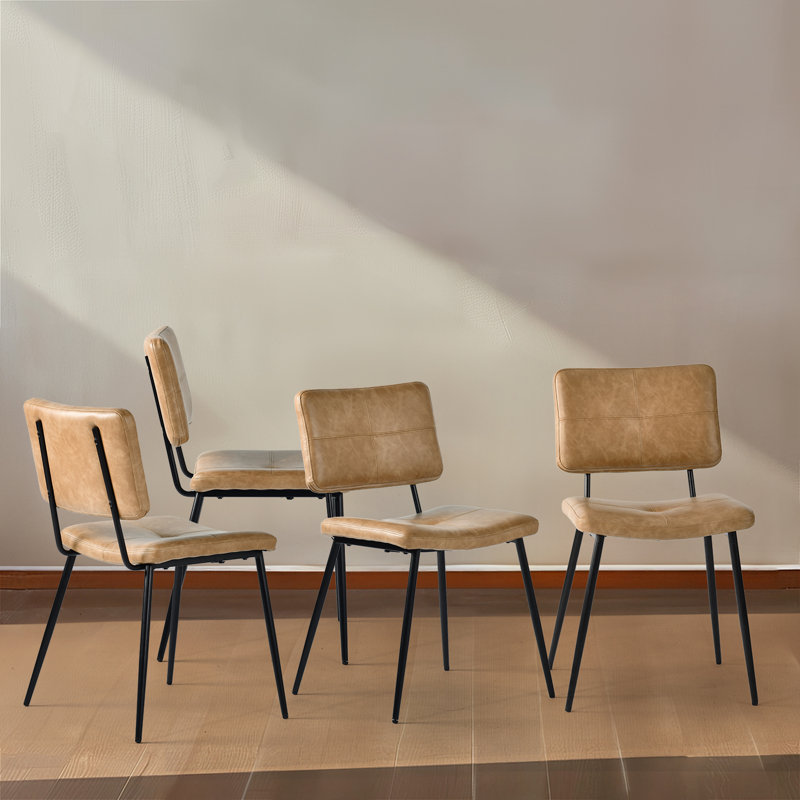 Christiene Upholstered Dining Chairs Kitchen Side Chairs for Dining Room or Restaurant Coffee Shop, 4, Beige Polyester Blend