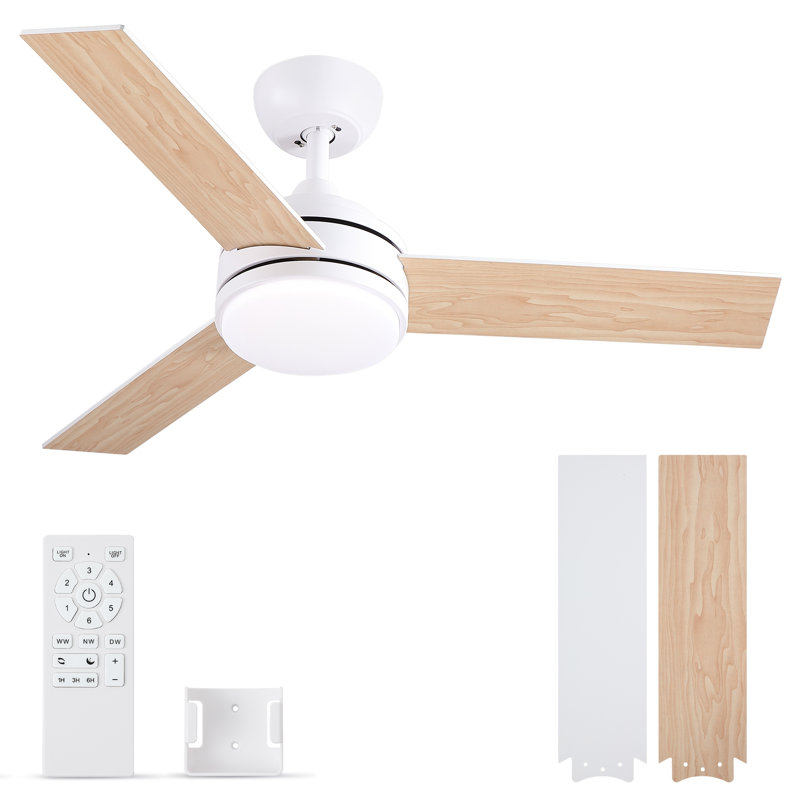 42 in.  Indoor White Smart Ceiling Fan With Bright White Integrated LED, Work With Tuya APP and Voice Assistant, White