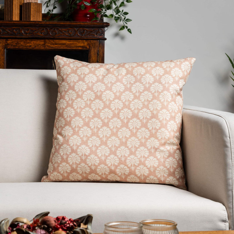 Wildflower Cushion in Soft Pink, 43x43cm, Synthetic filled