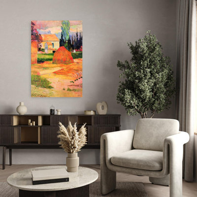 Haystack In Village, paysage abstrait coloré, impression d'art mural