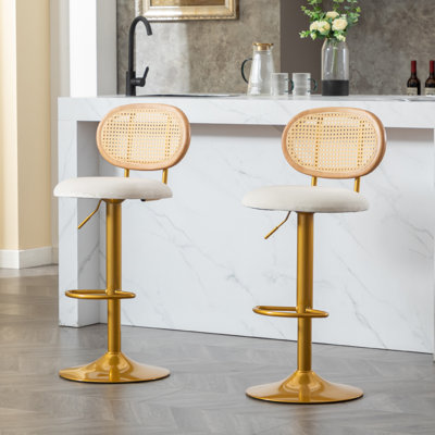 Atlis Swivel Upholstered Adjustable Height Counter Stool with Metal Frame