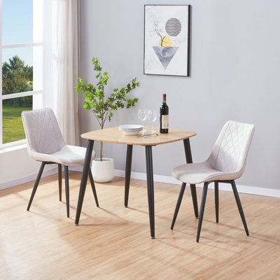 Aspen 3-Piece Casual Dining Set - Square Dining Table & Two Upholstered Diamond Fabric Chairs
