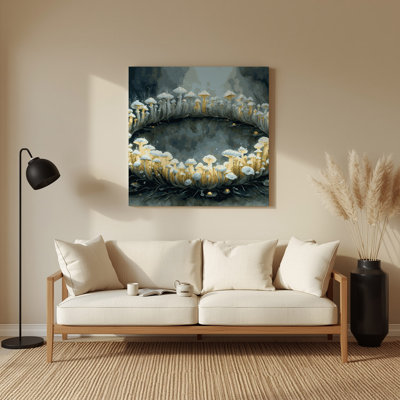Sci Fi, anneau de champignon champignon gris, art mural en métal