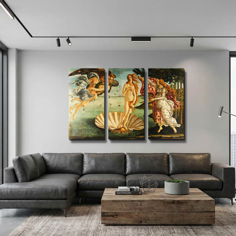 « La Naissance de Vénus » de Sandro Botticelli, triptyque mural, 152 x 102 cm, 60"x40"