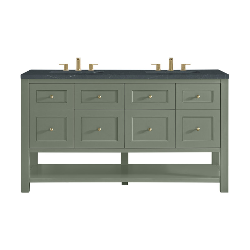 Breckenridge 60'' W Double Vanity, Smokey Celadon, Charcoal Soapstone, Widespread