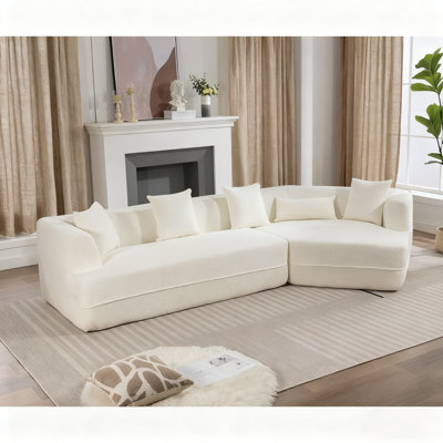 Modern Minimalist Creamy-White Modular Sofa - Upholstered Round Fiber, Anti-Wrinkle, Free Combination