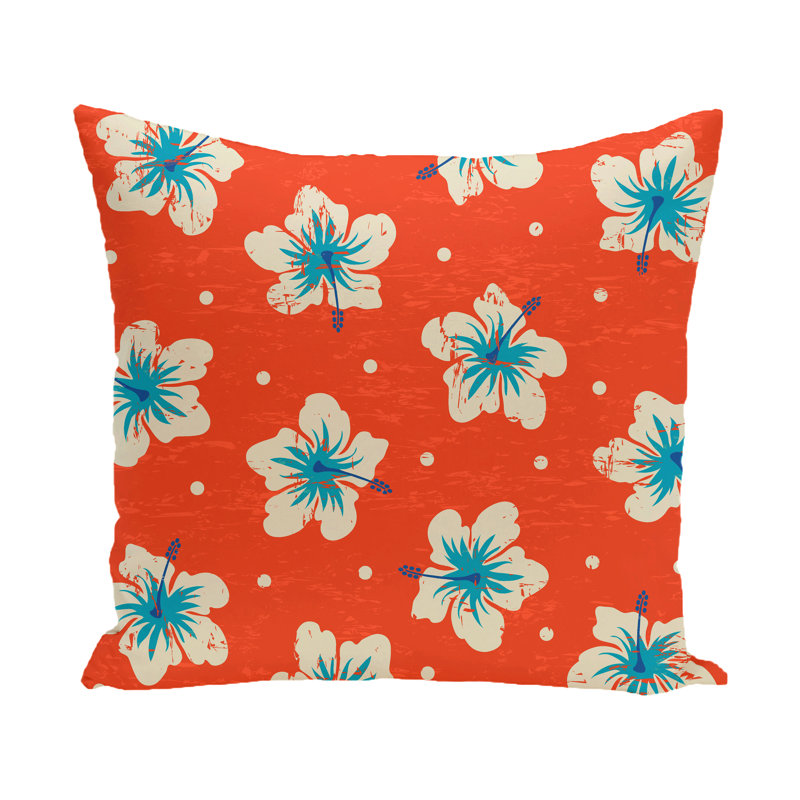 Housse et insert de coussin Hibiscus Blooms, H 16 po x l 16 po, Orange