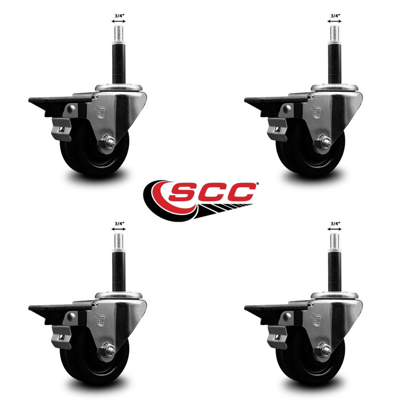Ensemble de roulettes extensibles pivotantes 3 pouces avec frein SCC 3 pouces