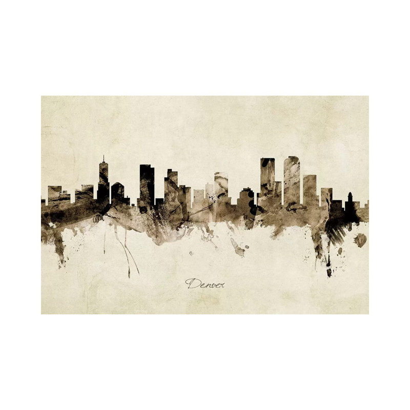 Denver Colorado Skyline by Michael Tompsett - Wrapped Canvas Painting, 66.04 cm H x 45.72 cm W x 3.175 cm D