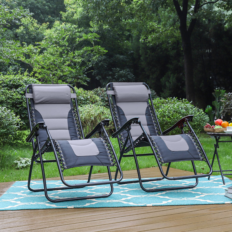 Chaise inclinable zéro gravité avec coussin, Gris