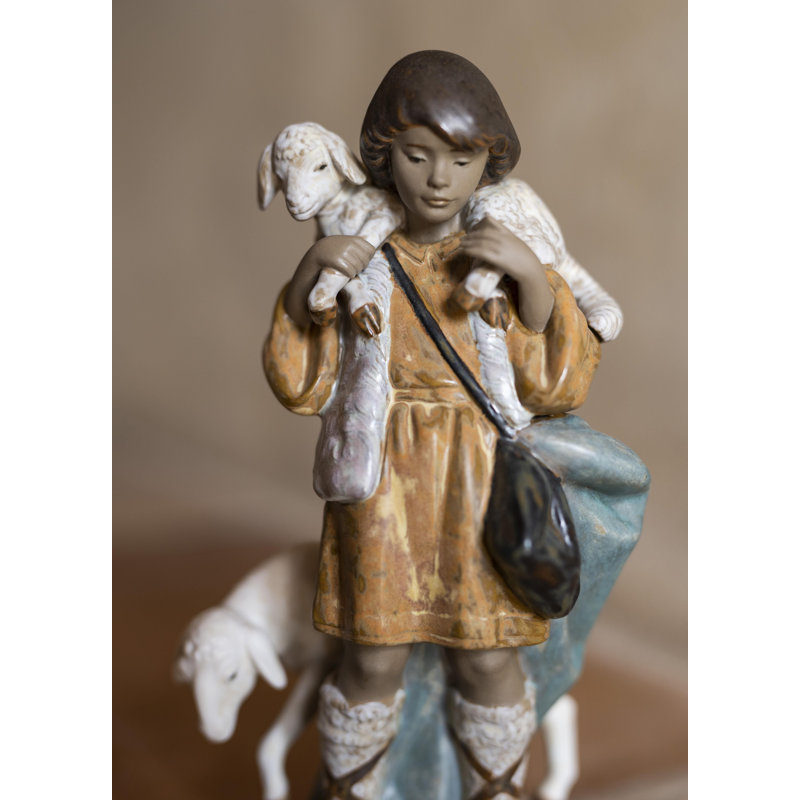 Figurine berger garçon, Brun / jaune / ivoire