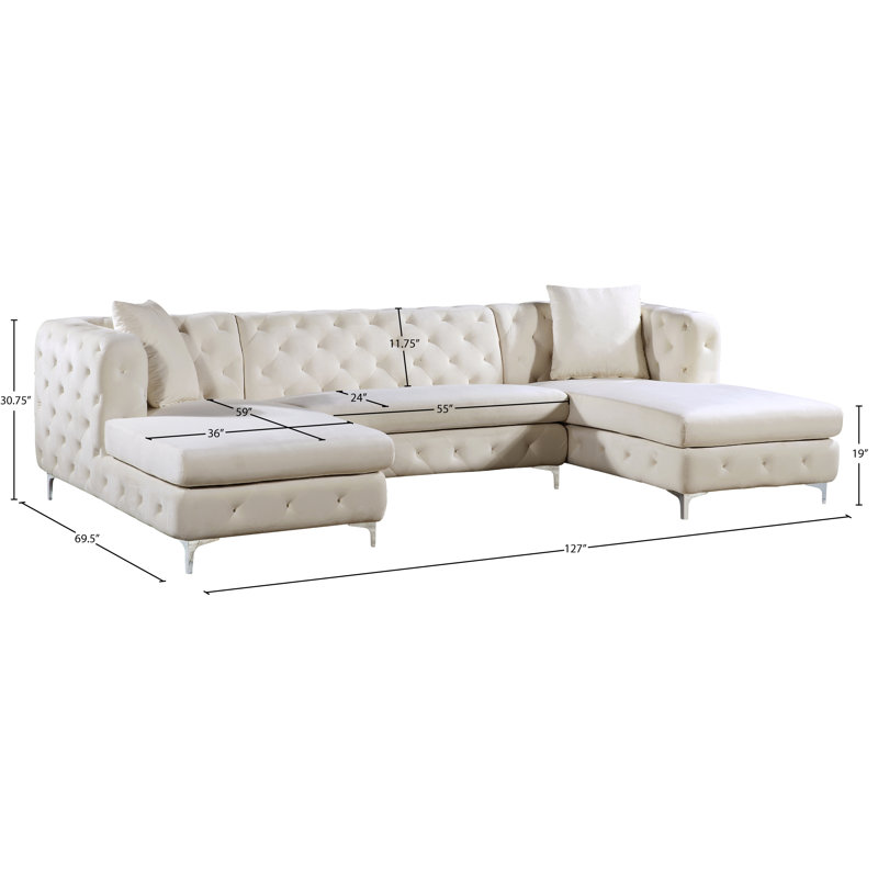 Miranda Velvet Sectional - Thumbnail 2