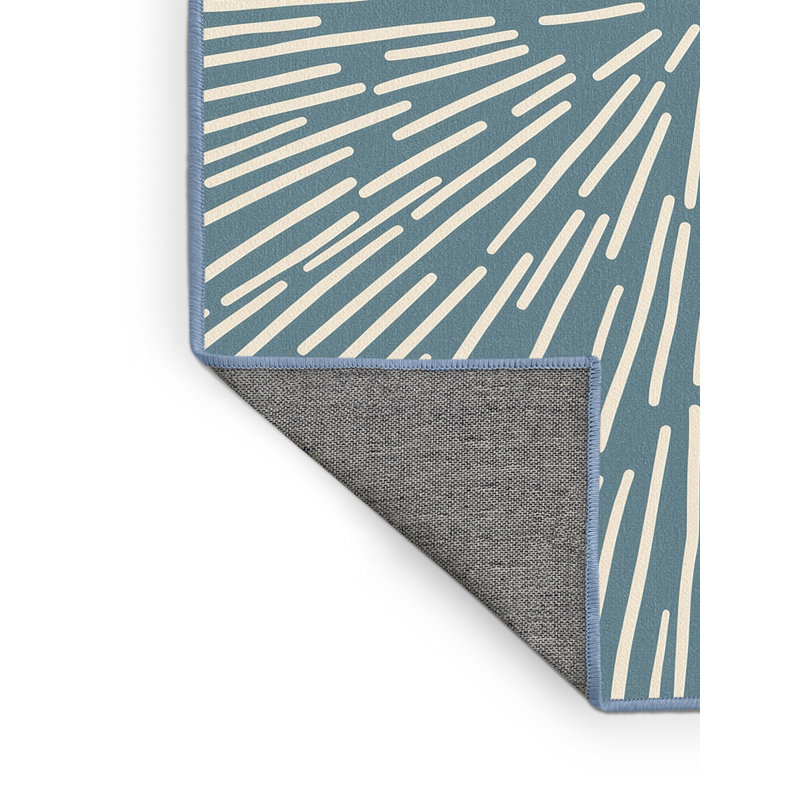 Tapis bleu moderne et contemporain lavable à la machine Pryer, 5 x 8