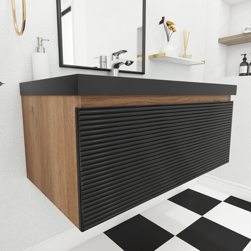 Meuble-lavabo mural simple 36 po avec plateau en résine