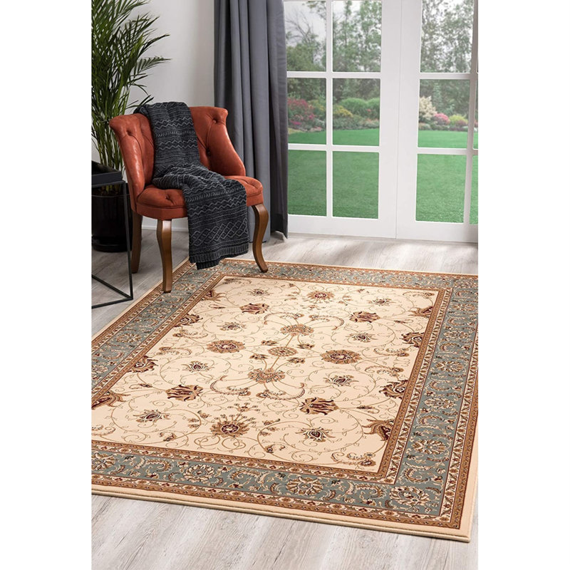 Tapis oriental crème / bleu Valerie, Tapis de couloir 3 pi x 15 pi