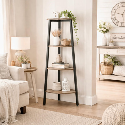 Anie 49.2" H x 13.4" W Corner Bookcase 4 - Tier Open Storage Shelf