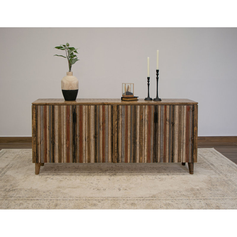 Tiza 68.5'' Solid Wood Sideboard, Brown/Beige/Red