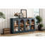 Buffet de rangement - Bleu marine. 4 portes avec portes en verre. Tablettes réglables pour le salon. . Living. Conception élégante. Trou de câble-2022217451