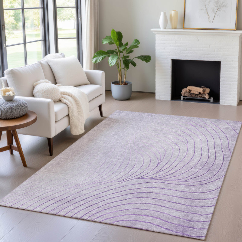 Tapis lavande lavable à la machine intérieur / extérieur Xhevrie, Rectangle 5 pi x 7 pi 6 po