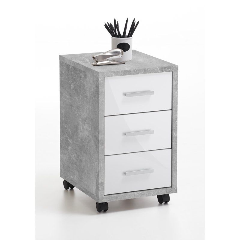 Costin 35cm Wide 3 -Drawer Mobile File Cabinet, Grey/White