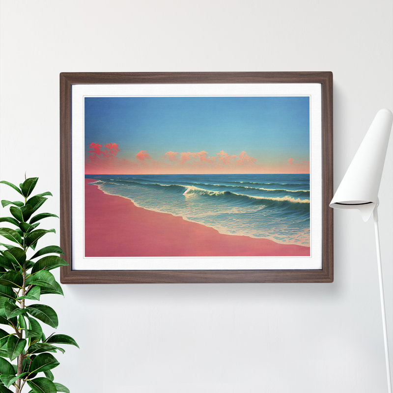 XH1022-7551X Rose Beach Vol.2 1 Piece Single Picture Frame Painting, 34cm H x 46cm W x 2cm D, Walnut