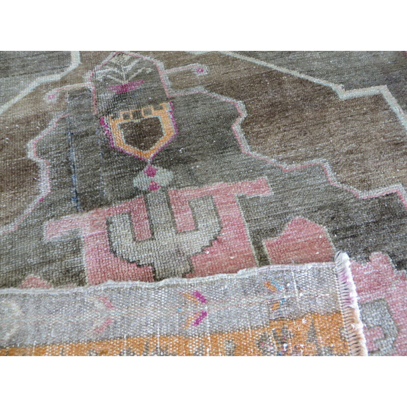 Tapis oriental turc Oushak brun noué à la main 5 pi 7 po x 9 pi 4 po 74223B8C568C48B2A14B6D51DD3FDED0