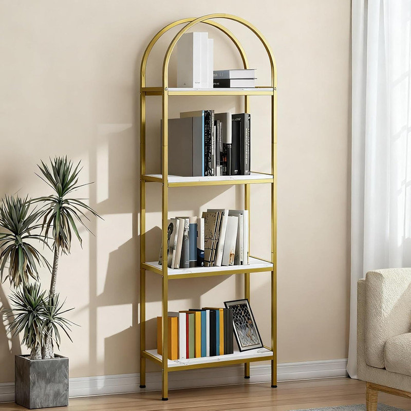 60cm W Metal Standard Bookcase, White, (4 Shelves) 182.9cm H x 60cm W x 30cm D