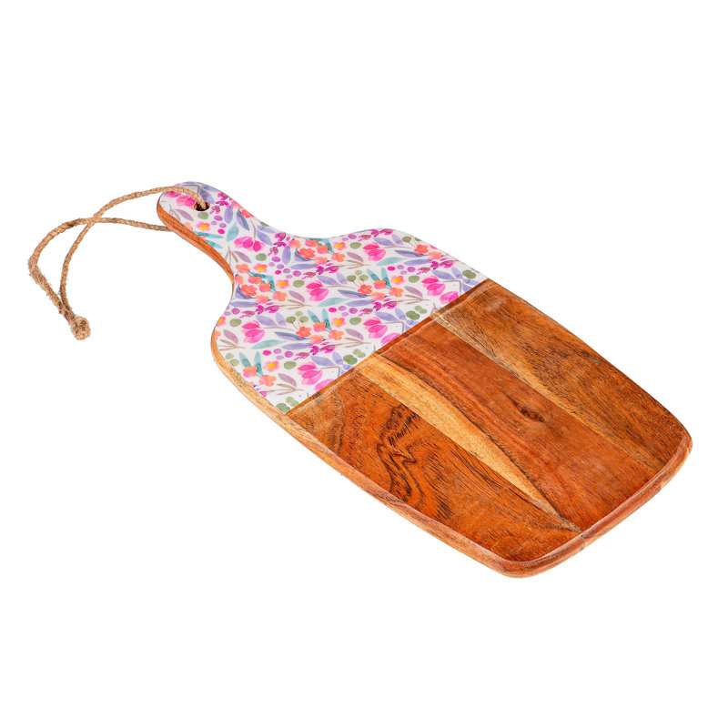 Pink Florals Rectangular Wood Cutting Board