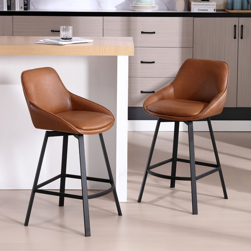Janayshia 65cm Swivel Bar Stool, Brown