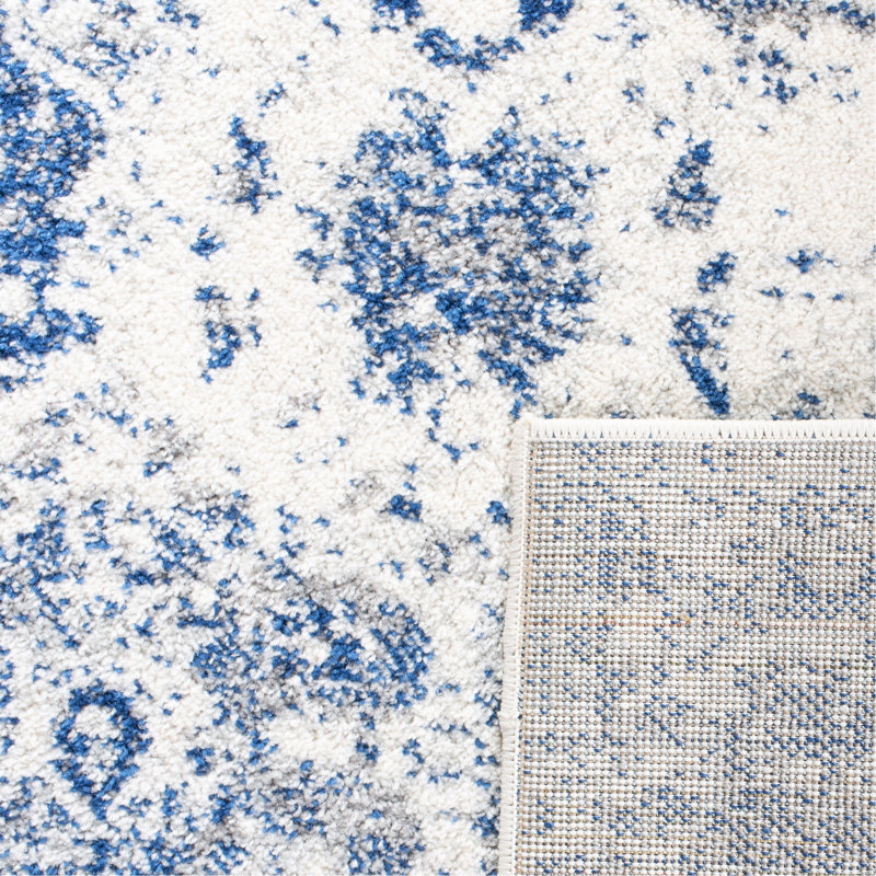 Harty Oriental White/Royal Blue Area Rug, Runner 2'3" x 6'