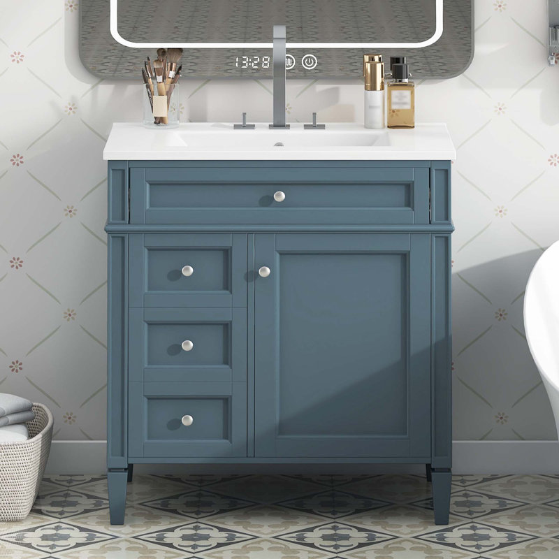 Meuble-lavabo de 30 po avec lavabo supérieur, Indigo Blue