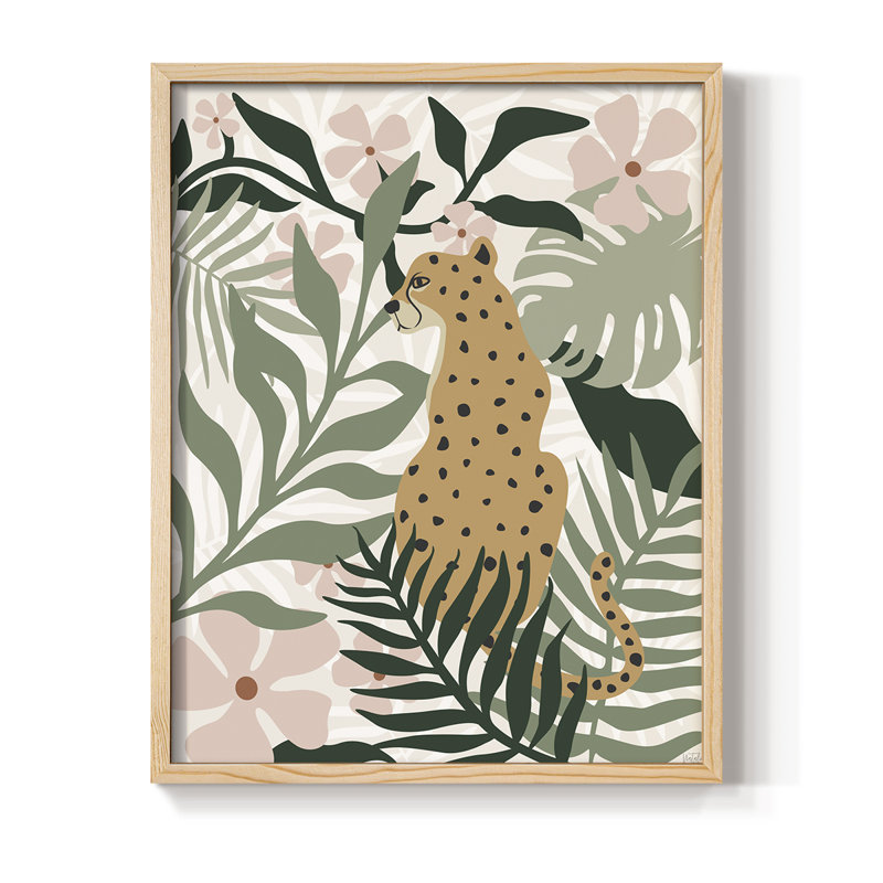 «Jungle Cat II», reproduction encadrée - bois massif, Naturel, H 30 po x l 24 po