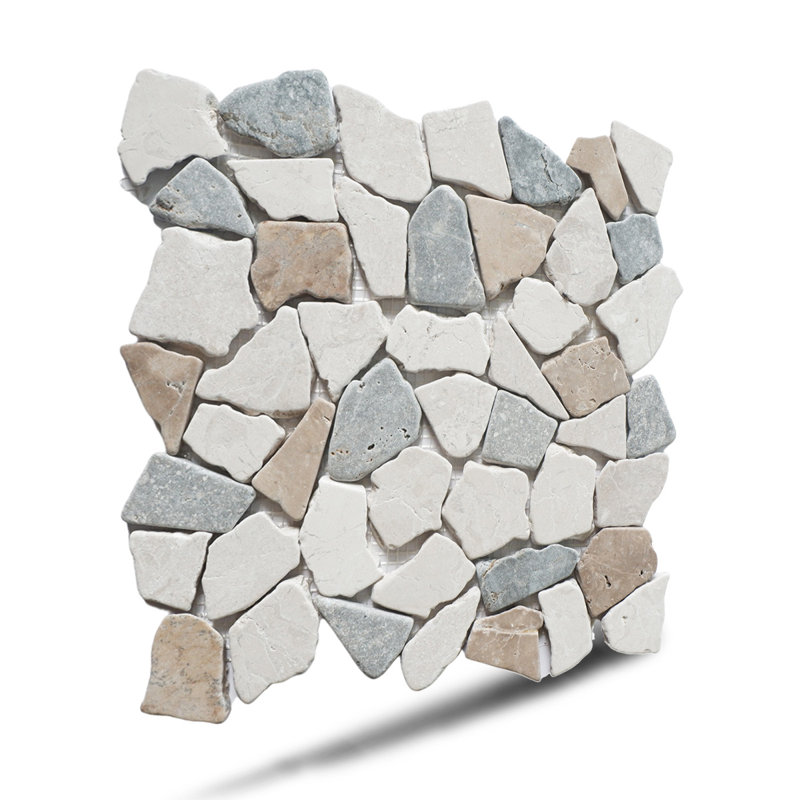 Carreau de mosaïque en pierre naturelle 11,4 po x 11,4 po Montana, Sable de mer aléatoire
