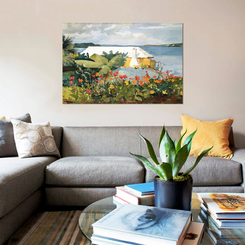 «Flower Garden and Bungalow Bermuda, 1889» par Winslow Homer, impression sur toile, H 8 po x l 12 po x P 0,75 po
