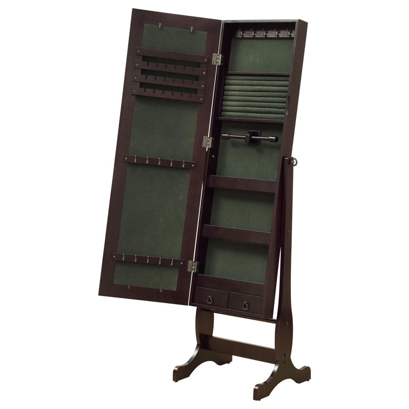 Armoire à bijoux autoportante avec miroir Antionette, Cappuccino