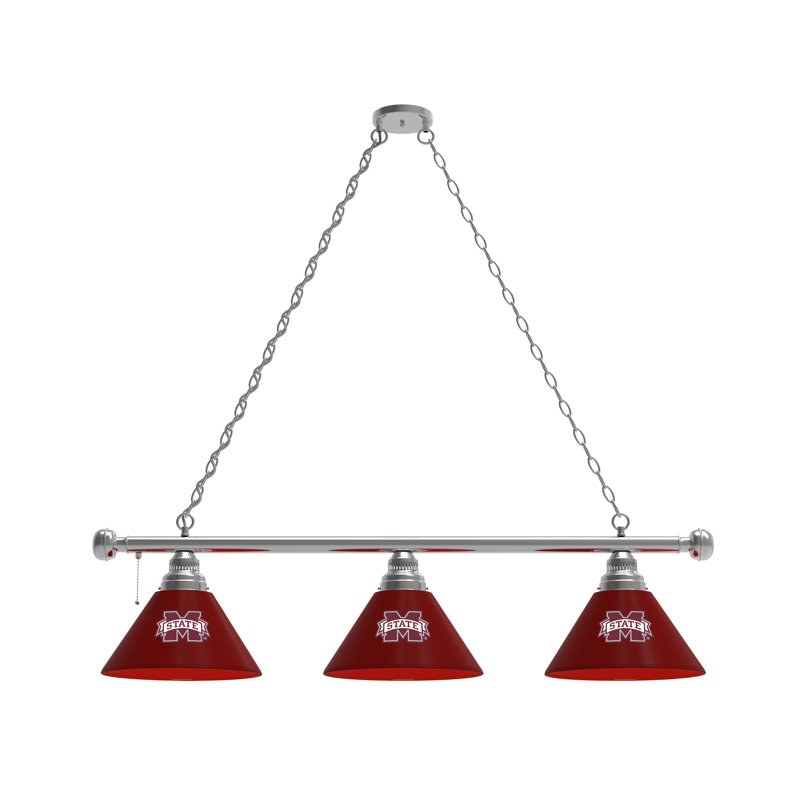 3 - Light Pool Table Lights Pendant, Mississippi State Bulldogs, Chrome