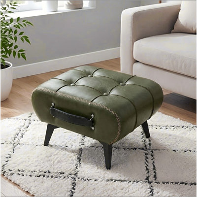 Tabouret en cuir de haute qualité, équipé de poignées portables et de pieds en métal; Repose-pieds carré moderne et minimaliste avec espace de rangement caché, disponible en plusieurs couleurs, convenant au salon