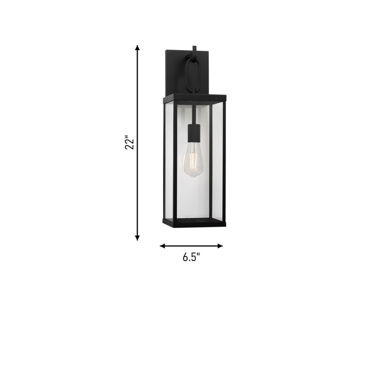 Lanterne Rox à une lumière, Non, Noir texturé, H 22 po x l 6,5 po x P 7,25 po