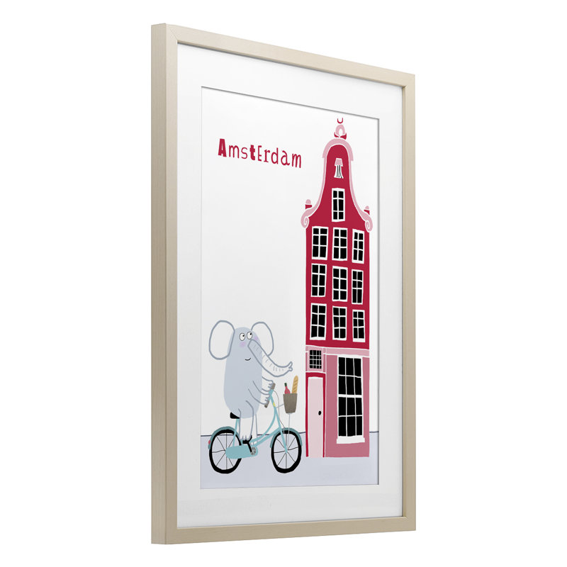 «Elephant & Amsterdam Building», reproduction encadrée sous verre, conception de Carla Daly, H 20 po x l 14 po