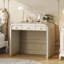 Bureau de coiffeuse en bois avec miroir rabattable, coiffeuse avec 2 tiroirs de rangement pour la chambre à coucher
