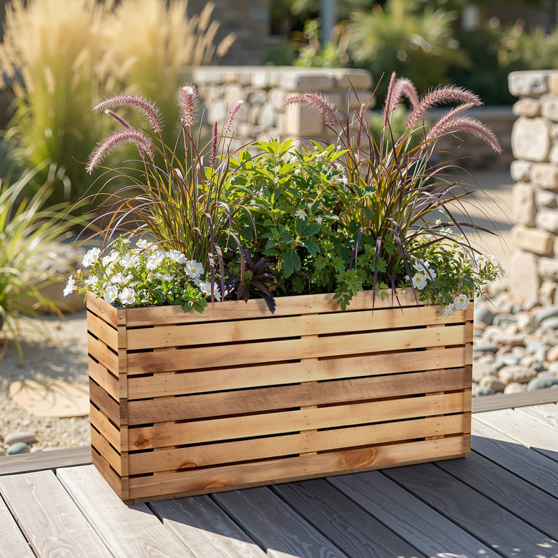 Grande jardinière rectangulaire - Boîte à fleurs rectangulaire en métal avec trous de drainage pour une utilisation intérieure et extérieure