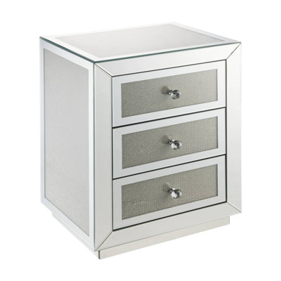 Andrue 3 - Drawer Mirrored Nightstand