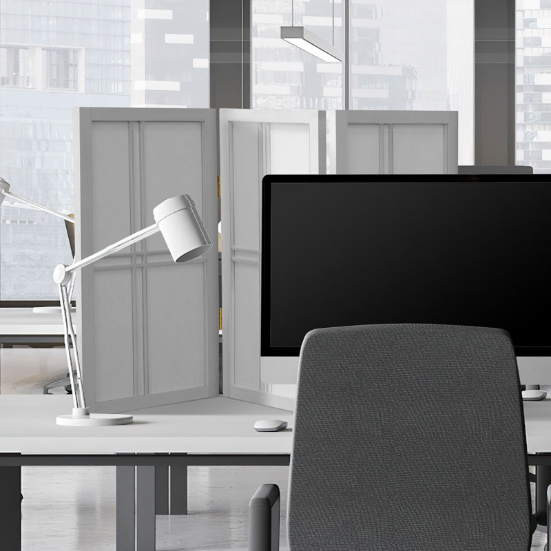 Keitez 24" H Short Folding Screen, White, 3