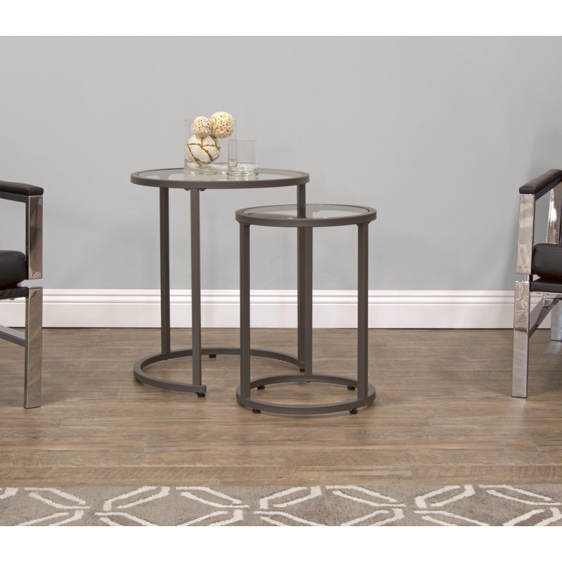 Haye Glass Top Nesting Tables, Grey