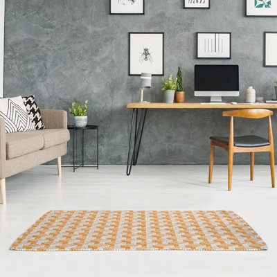 Tapis orange/ivoire monochrome skyscrapers light